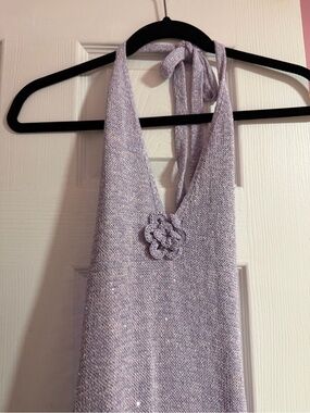 ASTA RESORT Sparkle Lavender Halter Maxi Dress